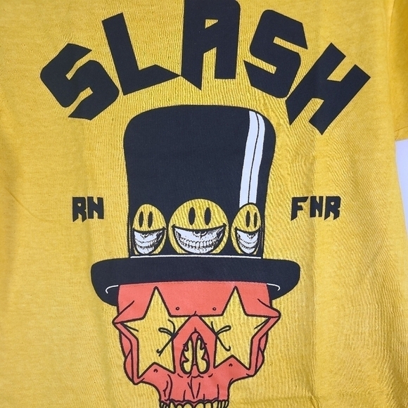 NEW Forever 21 Womens Yellow SLASH RN FNR Graphic T-shirt. Sz M/L. NWT - Picture 2 of 4